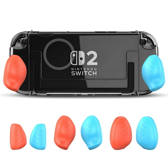 for Switch 2 Case for Nintendo Switch 2 Console(2025), 6 Grips Transparent Clear Shockproof Non-Slip Protective Case Accessories