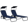 thumbnail image 1 of Outsunny Chaise Longues Pliantes 2 Pcs avec Dossier Réglable pour Enfants - Bleu, 1 of 10