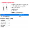 thumbnail image 2 of Front Shock Absorber - Compatible with 1997 - 2004 Dodge Dakota RWD 1998 1999 2000 2001 2002 2003, 2 of 2