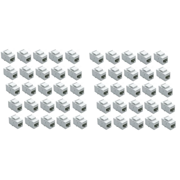 RiteAV - RJ45 Female to Female UTP CAT 6 Keystone Coupler White (50 Pack)