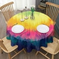 thumbnail image 3 of Colorful Tie Dye Pattern Round Tablecloth 60"x60",Wrinkle Wipeable Table Cloth for Kitchen Dining Room Picnic Patio Party, 3 of 6