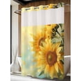 thumbnail image 4 of Sunflower No Hook Shower Curtain Waterproof, Bathroom Curtains with Snap in Liners and See Through Top Window, Yellow Spring Floral Botanical Hotel Style Bathtub Curtains Shower 60"Wx72"L, 4 of 8