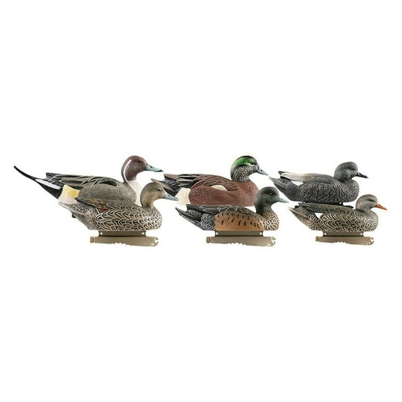 GHG Series Life Size Waterfowl Decoys | 60/40 Dura-Keel Design | Puddler 6-Pack: 1 Pintail , 1 Pintail Hen, 1 Wigeon , 1 Wigeon Hen, 1 Gadwall , 1 Gadwall Hen - 73046