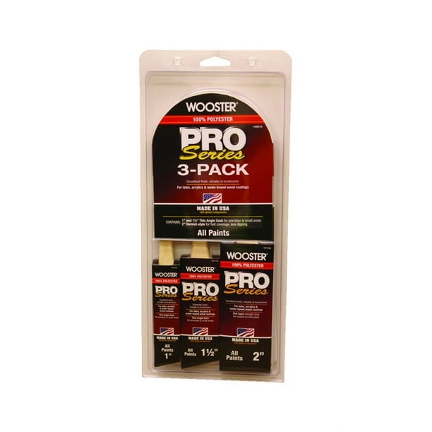 Wooster Pro Series 1, 11/2 and 2 in. W Assorted Paint Brush Set