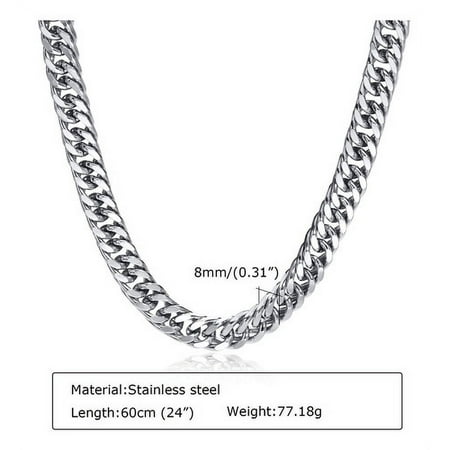 8mm Width Chunky Miami Cuban Chain Necklaces For Men Gift