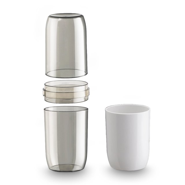 pitrice Toothbrush Case Portable Toothpaste Container Dust-Proof Sanitary Plastic Daily Use Simple Toothburshes Holder College Hiking three cups-grey