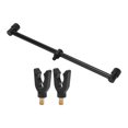 thumbnail image 2 of Fishing Rod Holder, Aluminum Alloy Black Non Slip Elasticity Fishing Rod Holder Bracket  For Oceans For Lakes For Rivers 2 Heads 30cm Bracket 2 X Bracket Head, 2 of 8