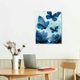 thumbnail image 3 of Nawypu  Lotus Flower Wall Art Navy Blue Floral with Butterfly Painting Canvas Prints Zen Artwork for Home Office Living Room Bathroom Decor Each Piece, 3 of 5