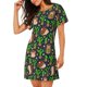 thumbnail image 2 of Easygdp Cute Hedgehogs Cactus Blue Camisón de manga corta para mujer, informal, estampado, 2 of 6