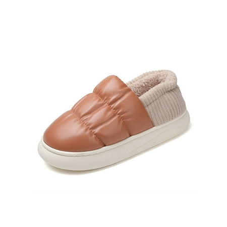 

SIMANLAN Women Slippers Memory Foam Moccasins Slipper Plush Lined Warm Shoe Unisex Breathable Slides Men Slip On Home Shoes Brown 10.5-11