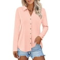 thumbnail image 2 of Delayuji Womens Button Down Shirts Long Sleeve Tops Solid Color Casual Spring Trendy Tops, 2 of 7