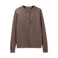 thumbnail image 5 of Jxximdong Cardigans for Women, Basic Crew Neck Long Sleeve Button Down Cardigan, Women's Bolero Shrugs Brown, 5 of 7