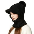 thumbnail image 2 of DJN Women's 3-in-1 Knit Hat Scarf Set Color Block Winter Neck Warmer Outdoor Windproof Cold Weather Hat Black One Size, 2 of 6