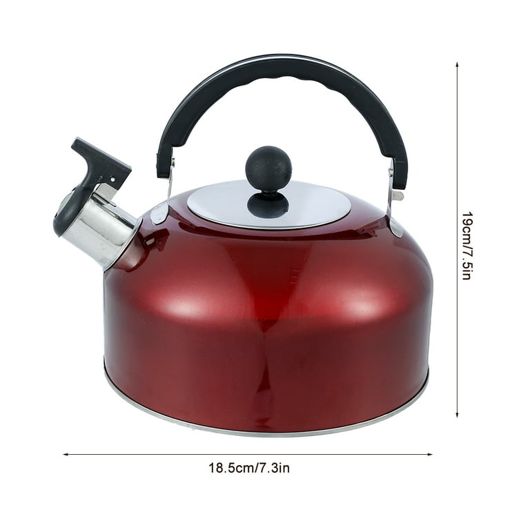 Stainless Steel Whistling Tea Kettle Tea Pot 3L Lightweight Camping Kettle  Red