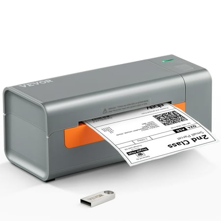 VEVOR Thermal Label Printer, 203DPI 60pcs/min for 4x6 Mailing Packages, USB Connection & Automatic Label Recognition, Support Windows/MacOS/Linux, Compatible with Amazon, eBay, Etsy, UPS,etc, Gray