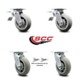 thumbnail image 2 of 6 Inch Thermoplastic Rubber Caster Set with Ball Bearings 2 Brakes 2 Swivel Lock, 2 of 2