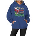 thumbnail image 2 of WEAIXIMIUNG Sweatshirts Surdimensionnés pour Femmes Grande Taille Décontracté Col Rond Poche Imprimé Verre de Noël Hoodie, 2 of 3