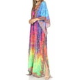 thumbnail image 3 of Sakkas Georgettina Flowy Rhinestone V Neck Long Caftan Dress / Cover Up - Green / Blue - One Size, 3 of 5