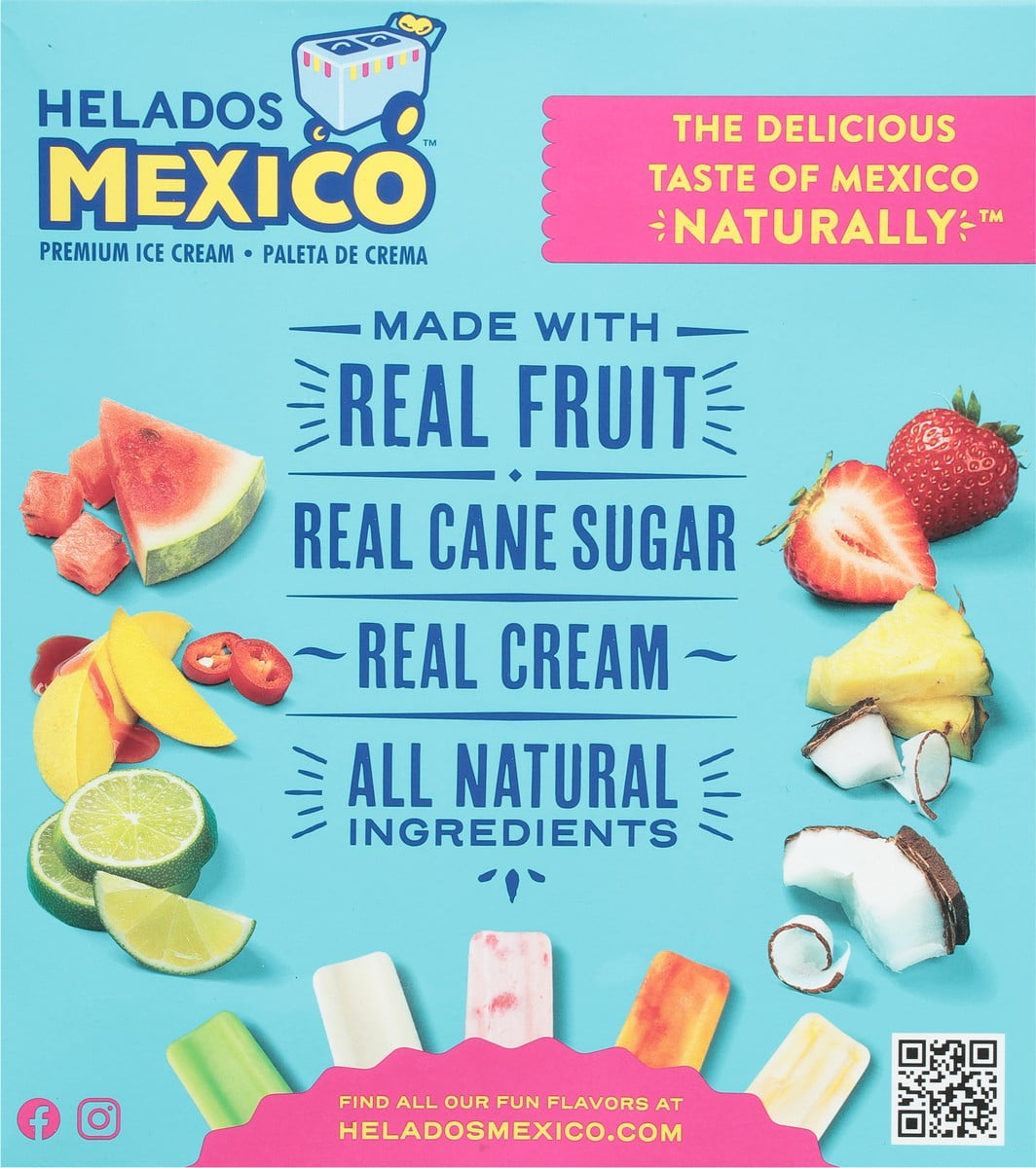 Helados Mexico Minis Strawberry, Coconut and Mango Real Fruit and Ice Cream Bars Variety Pack, Gluten-Free, Frozen, 36 fl oz, 24 count