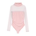 thumbnail image 3 of Dyfzdhu Mesh Bodysuit for Women Long Sleeve Turtleneck Shapewear Body Suits One Piece Leotard Slim Going Out Tops Pink, 3 of 5