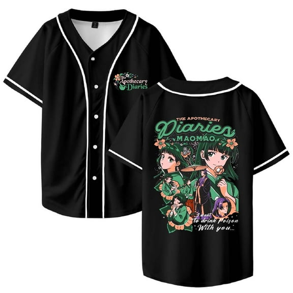 Anime The Apothecary Diaries Maomao Merch Baseball Jersey Shirt V-Neck Women Men Short Sleeve Streetwear Clothes