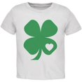 thumbnail image 1 of St. Patricks Day - Shamrock Heart White Toddler T-Shirt, 1 of 1