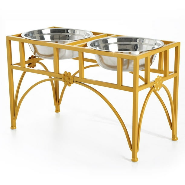 Pawhut Elevated Double Stainless Steel Bowl Dog Feeder