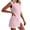 Pink, variant on Color Block Two Piece Sets for Women Casual Split Round Neck Tops and Shorts Solid Color Sport Set