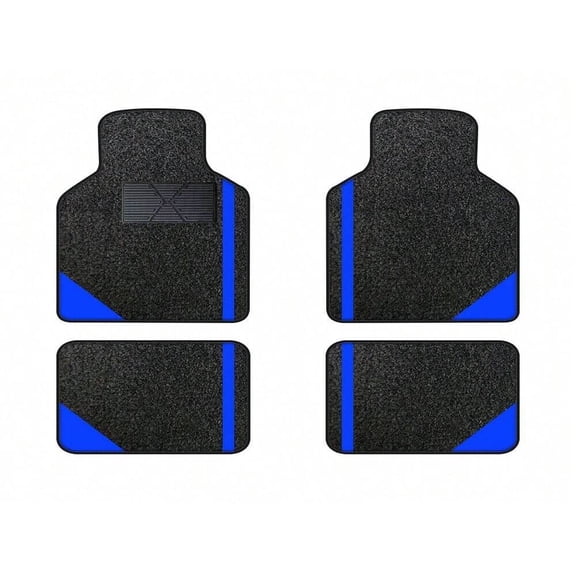 Tuqiang Car Floor Mats universal Full Coverage Auto Floor Mats All Weather Luxury Floor Liners Safe Car Mats Protector Car Carpet Black and Blue 4PCS