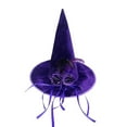 thumbnail image 1 of AWZXDE Chapeau de Sorcière Violet pour Fête d'Halloween pour Femme avec Fleurs Rouges, Couvre-Chef Pointu Violet, 1 of 7