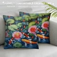 thumbnail image 3 of Fenyluxe Koi Fish Lily Pads Flowers Fashion Style Dirt-Resistant Throw Pillow Covers for Couch Sofa Bed Living Room Bedroom Printed on Both Sides All Year Round Applicable, 3 of 5