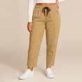 thumbnail image 6 of Womens Wide Leg Corduroy Pants Plus Size High Waisted Straight Leg Dress Pants Business Casual Work Loose Long Trousers Khaki, 6 of 8