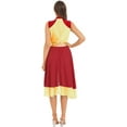 thumbnail image 3 of Sxiwei Women Sleeveless Color Block Chiffon Splice Lyrical Dance Costume Contemporary Praise Dance Red&Yellow M, 3 of 6