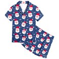 thumbnail image 4 of XDZJLR Girls Christmas Pajamas Xmas Printed Silk Pajamas Short Sleeved 2-13 Years Pjs Sleepwear Blue 12-13 Years, 4 of 4