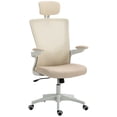 thumbnail image 1 of Ergonomic Beige Office Chair with Adjustable Lumbar & Headrest - Swivel Desk Task Chair for Home Office & Study - Flip-Up Armrests, Mesh Back & Linen Seat, 1 of 7