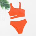 thumbnail image 5 of Ruyang Girls Solid Bikini Swimsuit One Wide Strap Cutout Waist Tops and Trunks Bathing Suit Summer Quick Dry Pool Swim Outfits, 5 of 8
