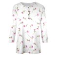 thumbnail image 4 of Wovix Women's Long Sleeve Solid Henley T Shirts Button Down Slim Fit Tops Scoop Neck Ribbed Knit Tops Work Daily Hot Pink L, 4 of 4