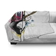 thumbnail image 3 of Guitar Soft Flannel Fleece Throw Blanket, Bass Guitar on Colorful Vertical Stripes with Floral Natural Ornaments, Cozy Plush for Indoor and Outdoor Use, 50" x 60", Multicolor, by Ambesonne, 3 of 6