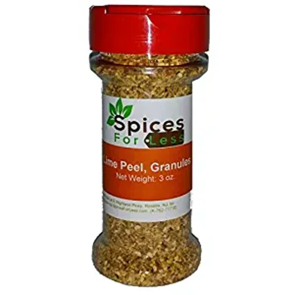 SFL Lime Peel, Granules Zest- 3 oz Shaker Jar - Kosher