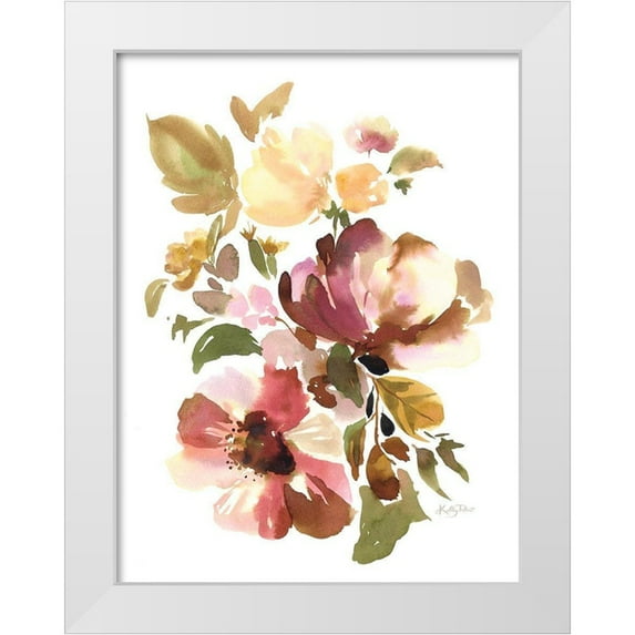 Talent, Kelley 12x14 White Modern Wood Framed Museum Art Print Titled - Warm Berry Blossoms