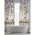 thumbnail image 5 of Spring Purple Flowers Sheer Curtains 84 Inch Length 2 Panels Set Window Treatments, Farmhouse Leaves Fences Burlap Rod Pocket Semi Curtains for Living Room/Bedroom/Kitchen Décor, 104"W x 84"L, 5 of 7