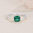 thumbnail image 2 of AFFY Solitaire Engagement Ring for Her, 6X6MM Asscher Shape Zambian Emerald Lab Grown Gemstone & Moissanite Promise Ring In 14K White Gold Over Sterling Silver (1.00 Cttw)-5.5, 2 of 6