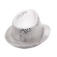 thumbnail image 2 of FINALGANG Womens Mens Silver Sequin Fedora Hat Sparkling Adjustable Fit Casual Cap For Party Daily Casual Outdoor Wear Cozy Headwear, 2 of 3