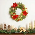 thumbnail image 6 of WEGFTDUOP Flower Wreath Christmas Door Knocker Indoor And Outdoor Winter Door Knocker With Red Christmas Flowers And Red Fruit Pines Cones Christmas Decorations Holiday Products, 6 of 6