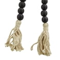 thumbnail image 4 of DecMode Black Wood Bohemian Garland Décor with Geometric Bead Details and Cream Cotton Tassel, 80"L, 4 of 7
