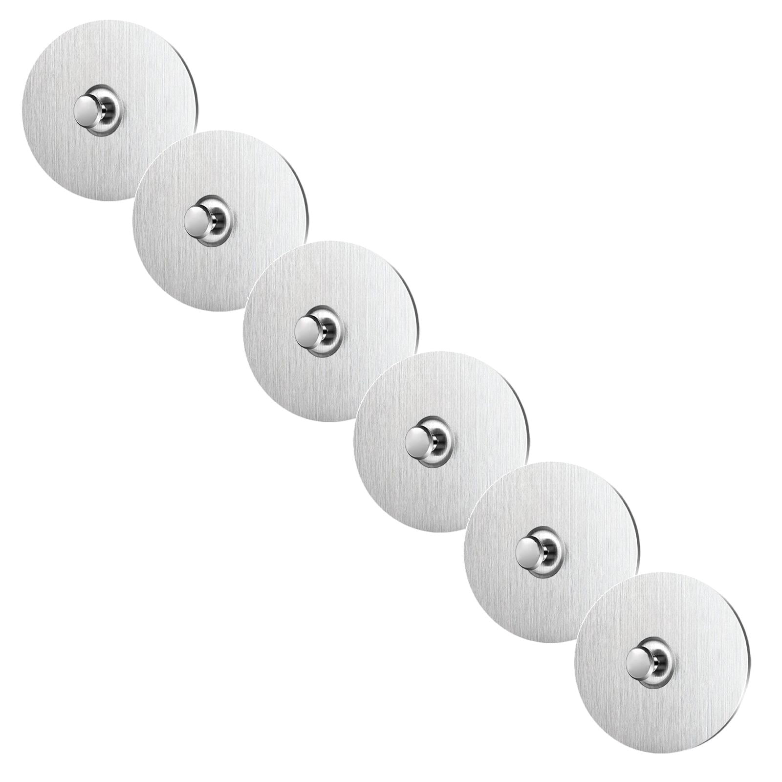 6 Pcs Round Drill Free Adhesive Hook Matte Stainless Steel Adhesive Wall Mount Screw Hooks For Hanging Nail Free Wall Hangers For Kitchen Bathroom 7mm