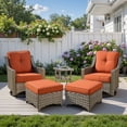 thumbnail image 2 of Ovios 5 Piece Outdoor Patio Bistro Set All-Weather Wicker Swivel Chairs with Ottomans High-Back Sectional Conversation Furniture for Backyard, Porch, or Garden, 2 of 9