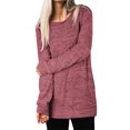 thumbnail image 6 of TEMOFON Soft Knit Long Sleeve for Womens Tunic Top with Pockets Casual Loose Fit Sweater Red Color, 6 of 6