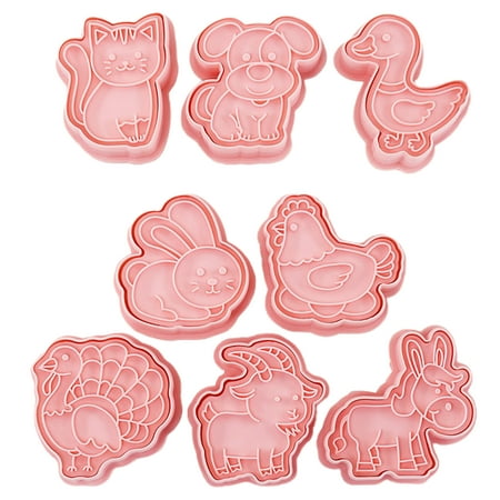 

HomeLife 8Pcs Cookie Mold Reusable Easy to Release Food Grade DIY Cartoon Farm Animal Biscuit Stamp Fondant Mould Kitchen Gadget