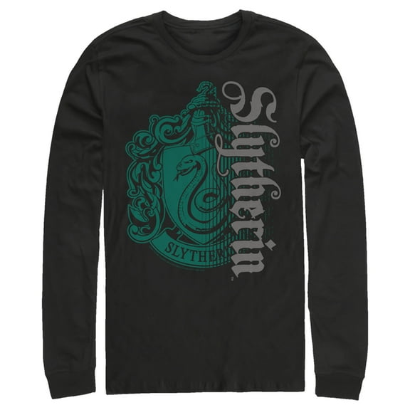 Men's Harry Potter Slytherin Dark Badge Logo  Long Sleeve Shirt Black Large